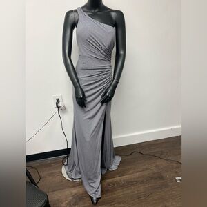 Colette by Mon Cheri Size 12 One shoulder Gray Long Dress